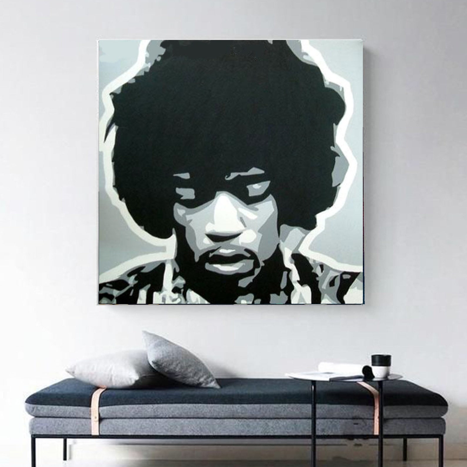 Jimi Hendrix Musician Wall Art Decor 100 Hand Painted Oil Etsy