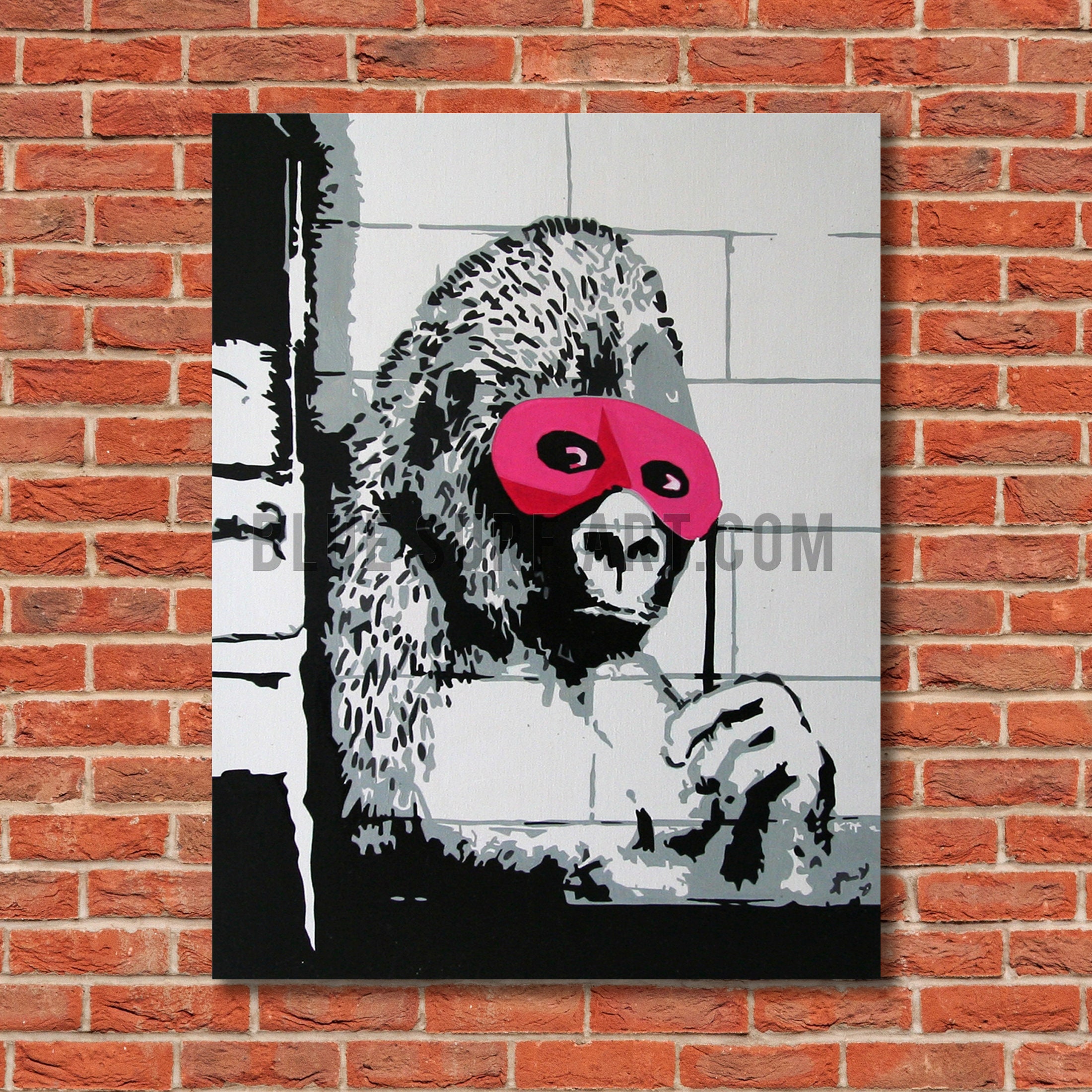 Banksy's Gorilla in a Pink Mask Street Famous Art Painting Etsy