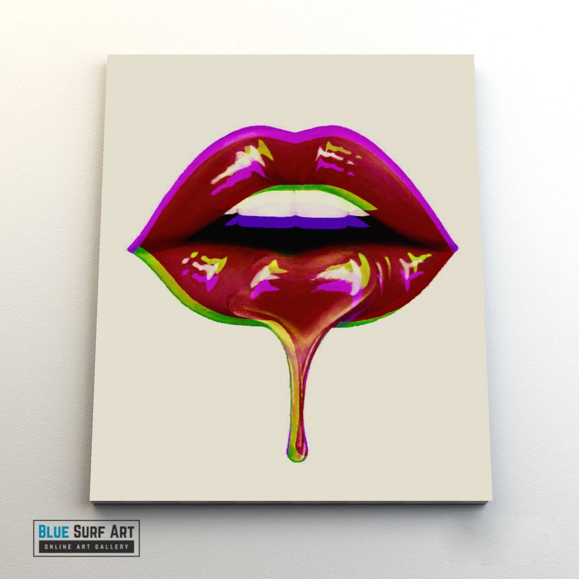 Red Lips Wall Art Original Canvas Art Painting Fashion Etsy