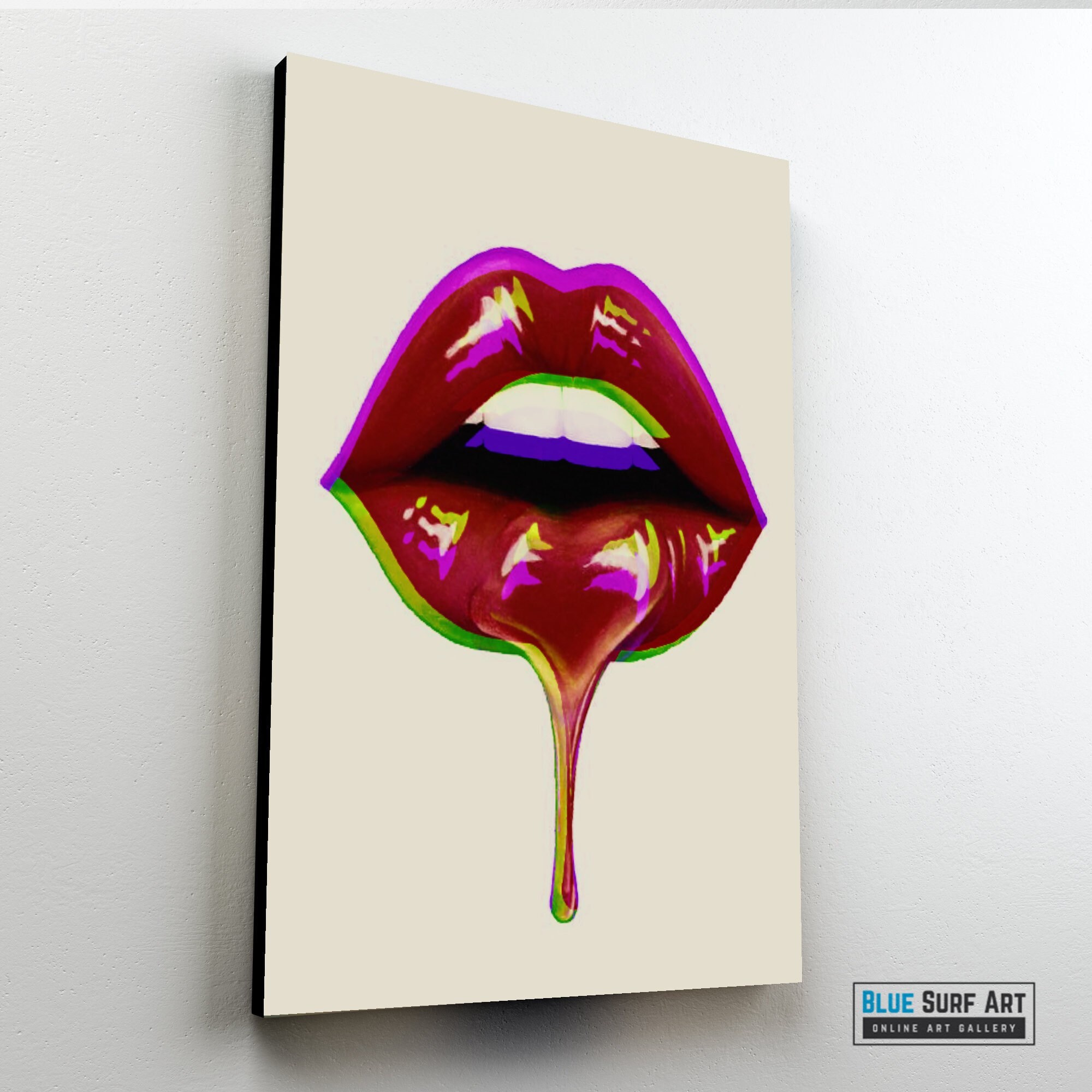 Red Lips Wall Art Original Canvas Art Painting Fashion Etsy