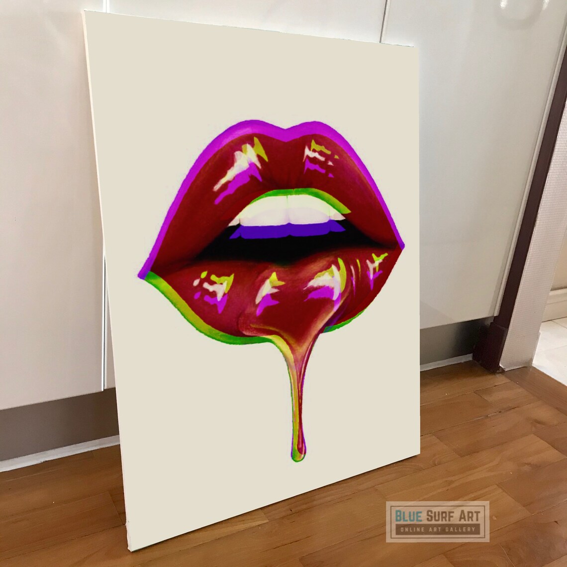 Red Lips Wall Art Original Canvas Art Painting Fashion Etsy