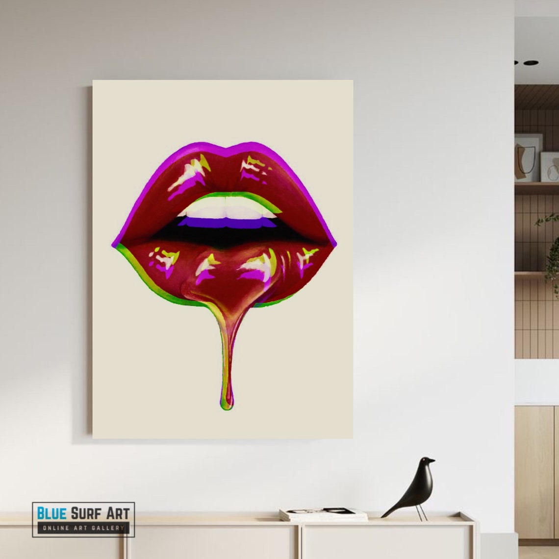 Red Lips Wall Art Original Canvas Art Painting Fashion Etsy