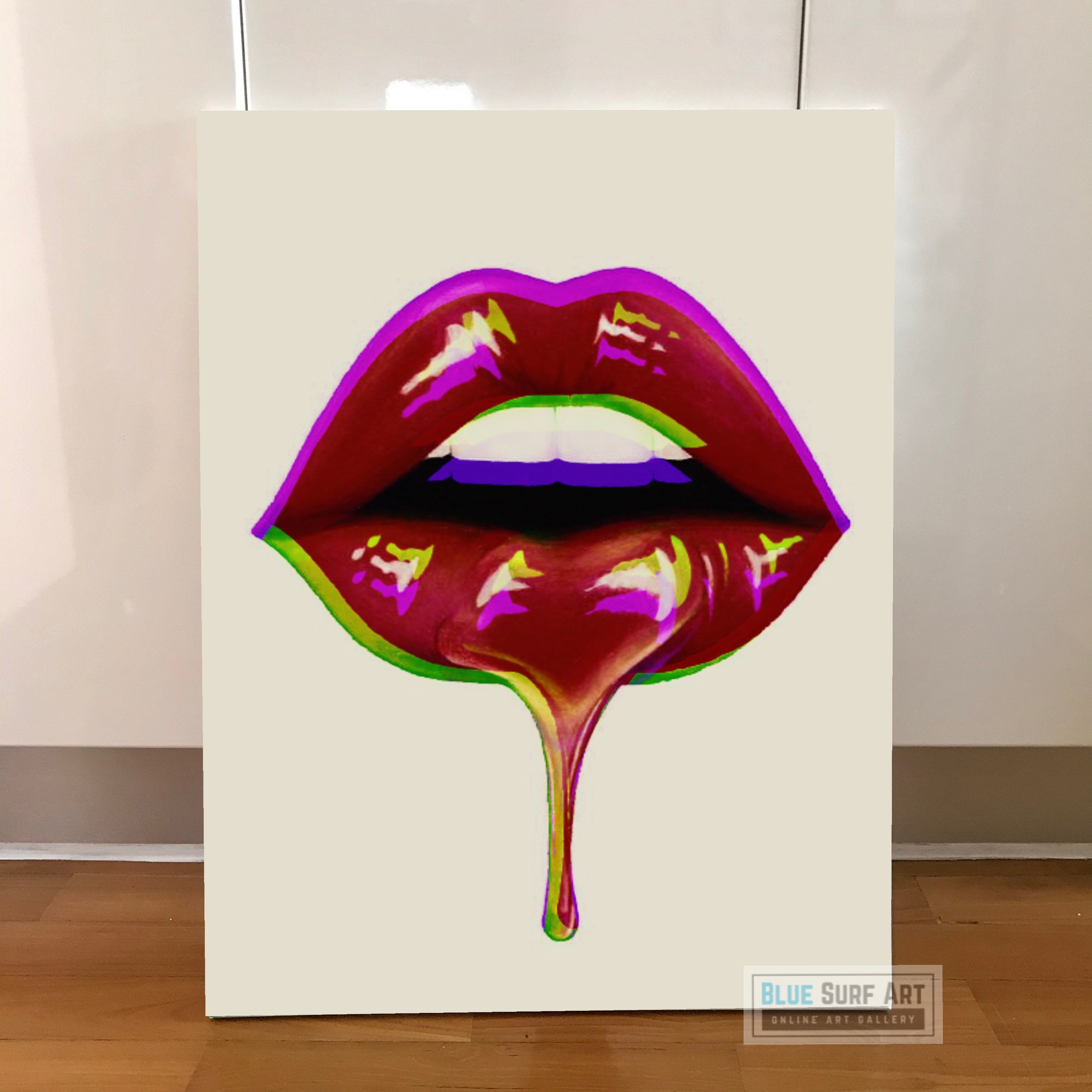 Red Lips Wall Art Original Canvas Art Painting Fashion Etsy