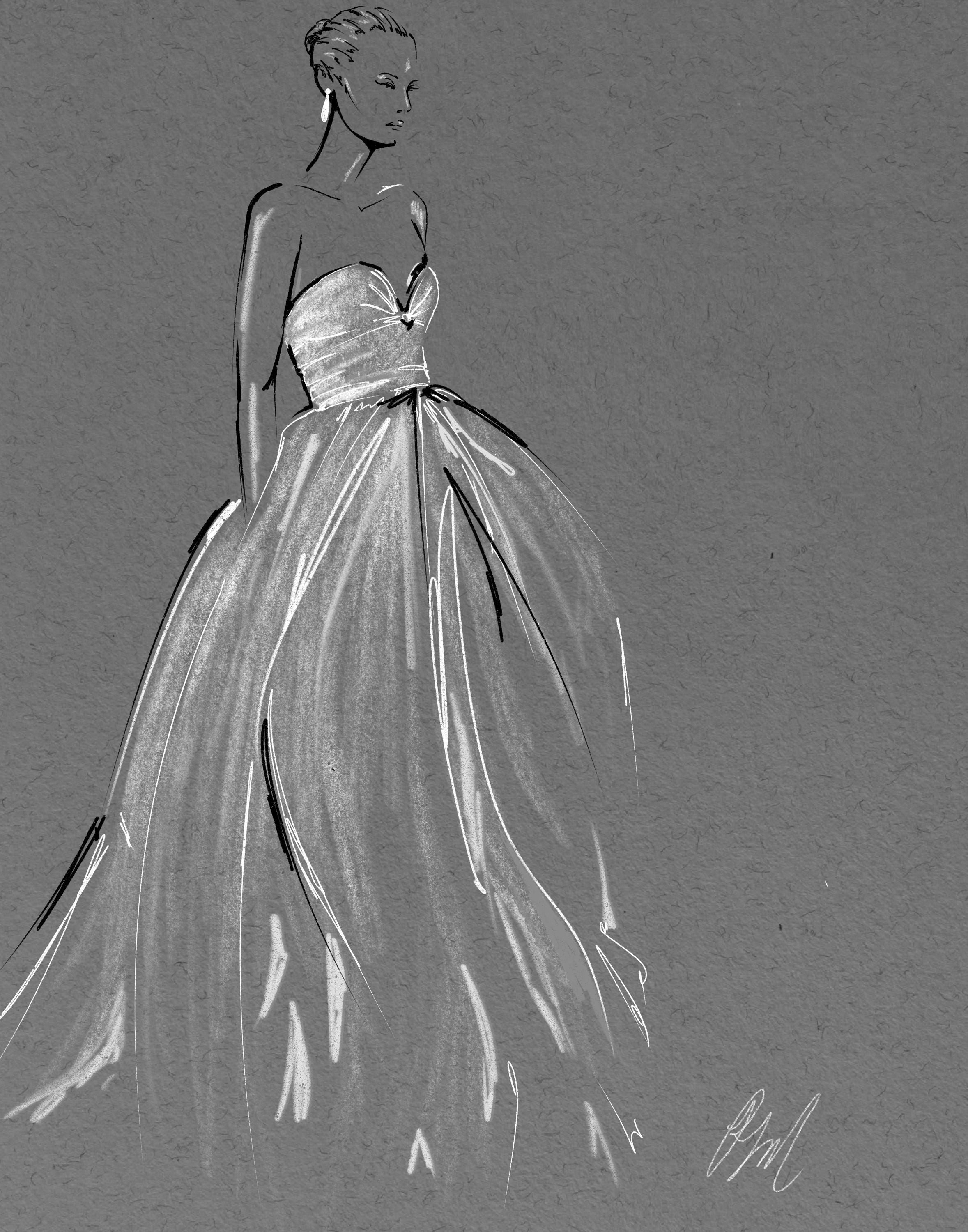 Dibujo vestido de novia - Etsy México, image size:2357x3000