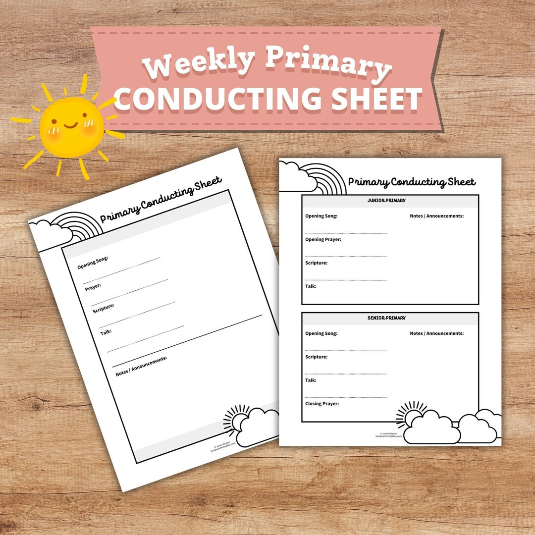Printable Primary Conducting Sheet for Sunday Singing Time Simple Black ...