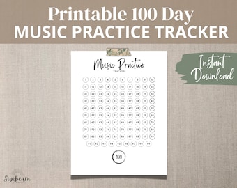 Printable Music Practice Tracker with Color In Bubbles | Undated 100 Day Practice Tracker | Music Practice Log | Great for Music Teachers