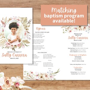 LDS Baptism Invitation Girl Instant Download Vintage Boho Peach Watercolor Floral Editable 5x7 Canva Template Church of Jesus Christ image 7