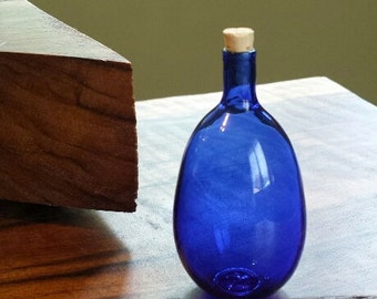 Small Cobalt Glass Bottle Hand Blown by Jenn Goodale