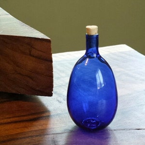 Small Cobalt Glass Bottle Hand Blown by Jenn Goodale