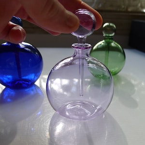 Transparent Purple Glass Perfume Bottle with Stopper Hand Blown by Jenn Goodale