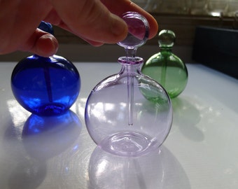 Transparent Purple Glass Perfume Bottle with Stopper Hand Blown by Jenn Goodale