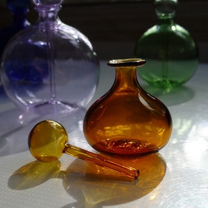 Transparent Amber Glass Perfume Bottle with Stopper Hand Blown by Jenn Goodale image 3