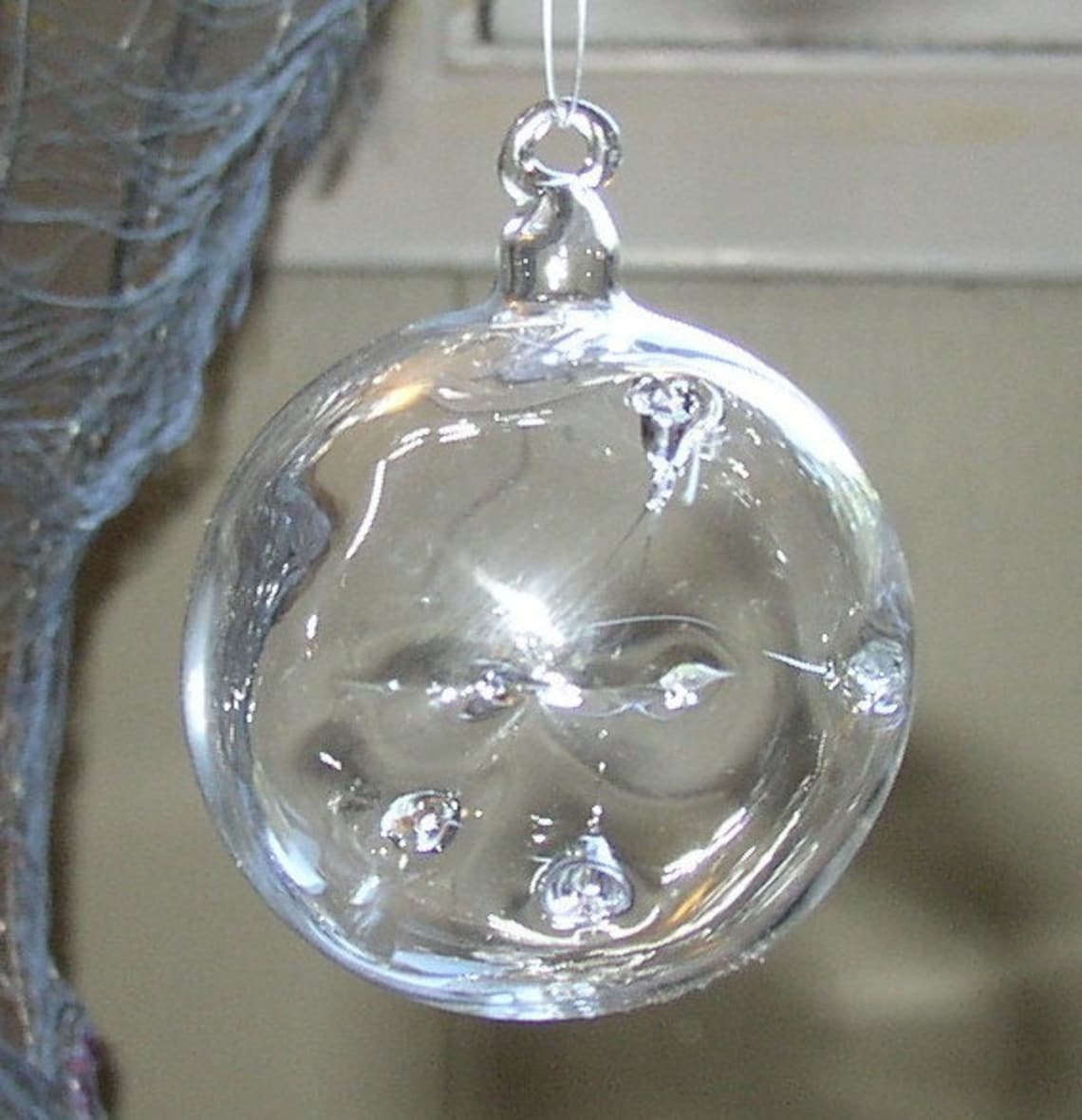 Small Clear Witch Ball Glass Ornament Hand Blown by Jenn Etsy
