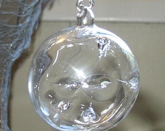 Small Clear Witch Ball Glass Ornament Hand Blown by Jenn Goodale