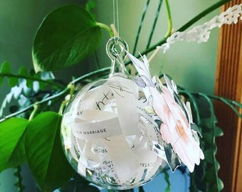 Wedding Flower Petals Inside Hand Blown Glass Ornament by Jenn Goodale