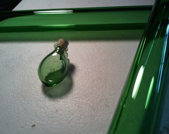 Green Hand Blown Glass Bottle Pendant Hand Sculpted by Jenn Goodale