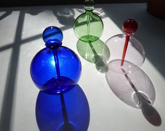 Transparent Colbalt Blue Glass Perfume Bottle with Stopper Hand Blown by Jenn Goodale