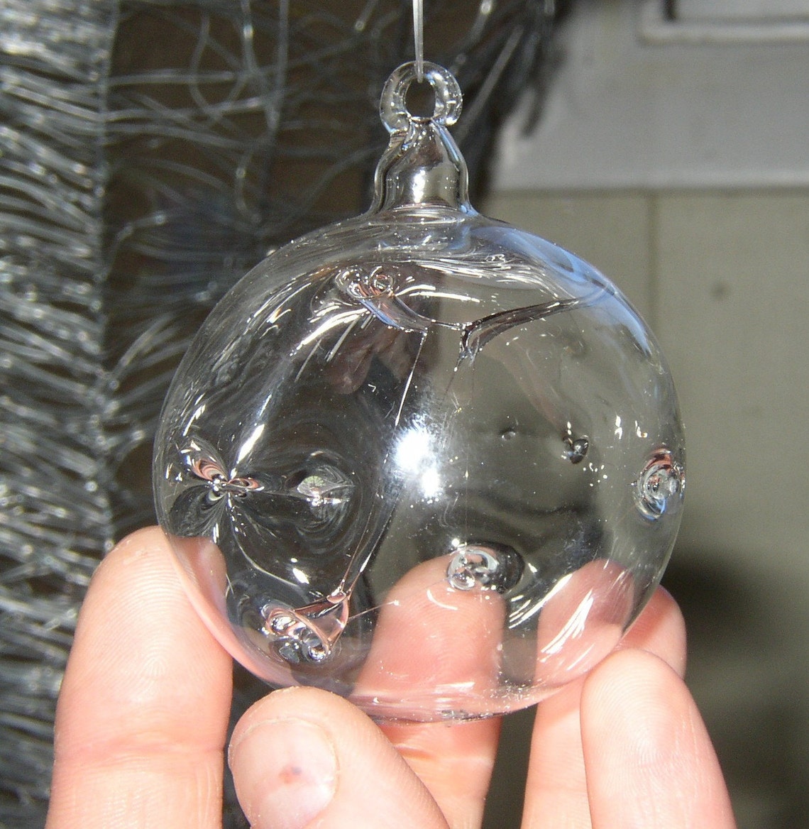 Small Clear Witch Ball Glass Ornament Hand Blown by Jenn Etsy
