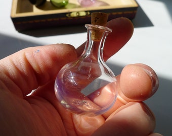 Small Silver Fumed Clear Glass Bottle Hand Blown by Jenn Goodale