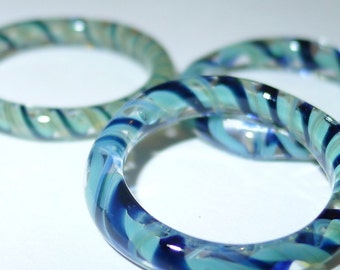 One Blue Twisted Glass Ring Hand Sculpted by Jenn Goodale