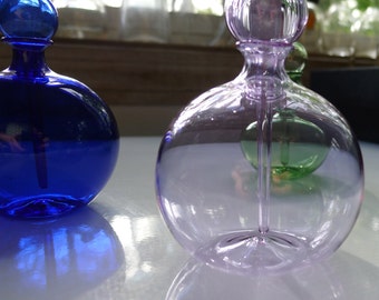 Transparent Purple Glass Perfume Bottle with Stopper Hand Blown by Jenn Goodale