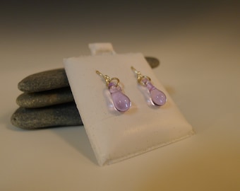 Small Lavender Glass Droplet Earrings Hand Sculpted by Jenn Goodale