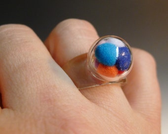 One Blown Bubble with Pom Poms Glass Ring Hand Sculpted by Jenn Goodale