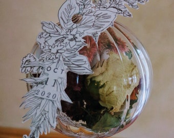 Invitation Announcement Inside Hand Blown Glass Ornament by Jenn Goodale