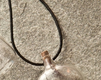 One Hand Blown Glass Bottle Pendant Hand Sculpted by Jenn Goodale