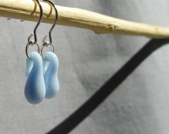 Baby Blue Glass Droplet Earrings Hand Sculpted by Jenn Goodale