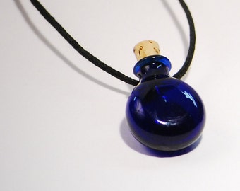 One Hand Blown Colored Glass Bottle Pendant Hand Sculpted by Jenn Goodale