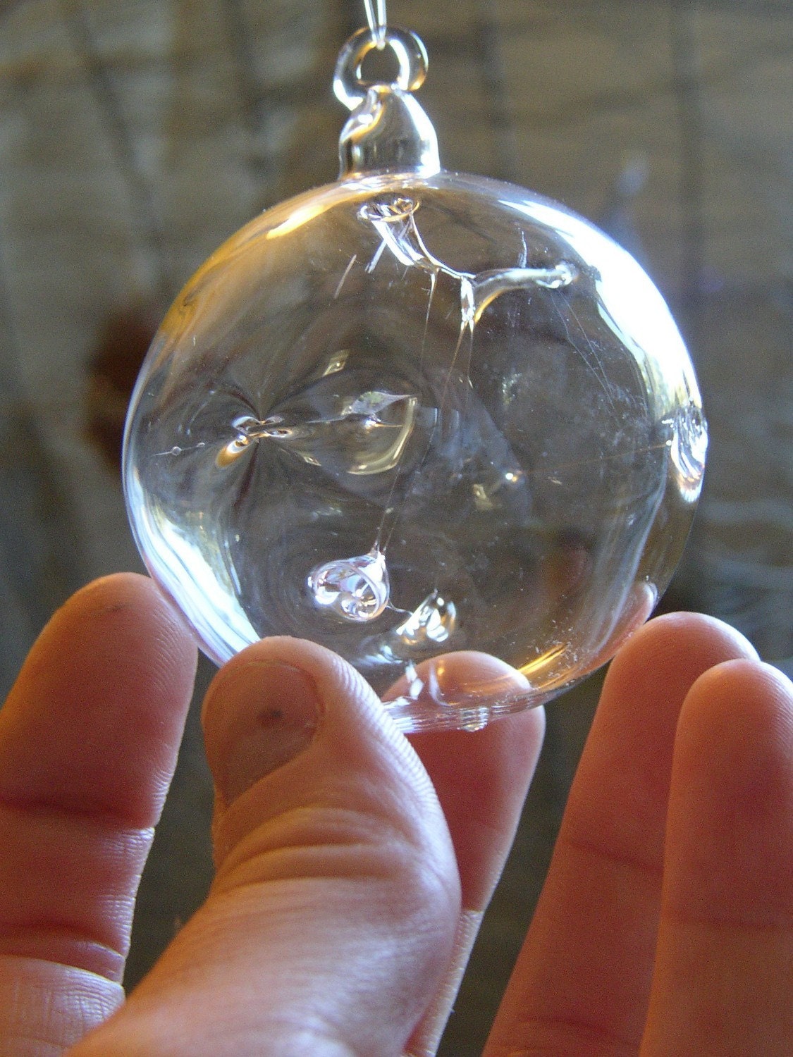 Small Clear Witch Ball Glass Ornament Hand Blown by Jenn Etsy