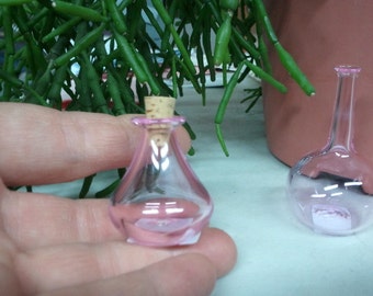 Small Pink Glass Bottle with Cork Hand Blown by Jenn Goodale
