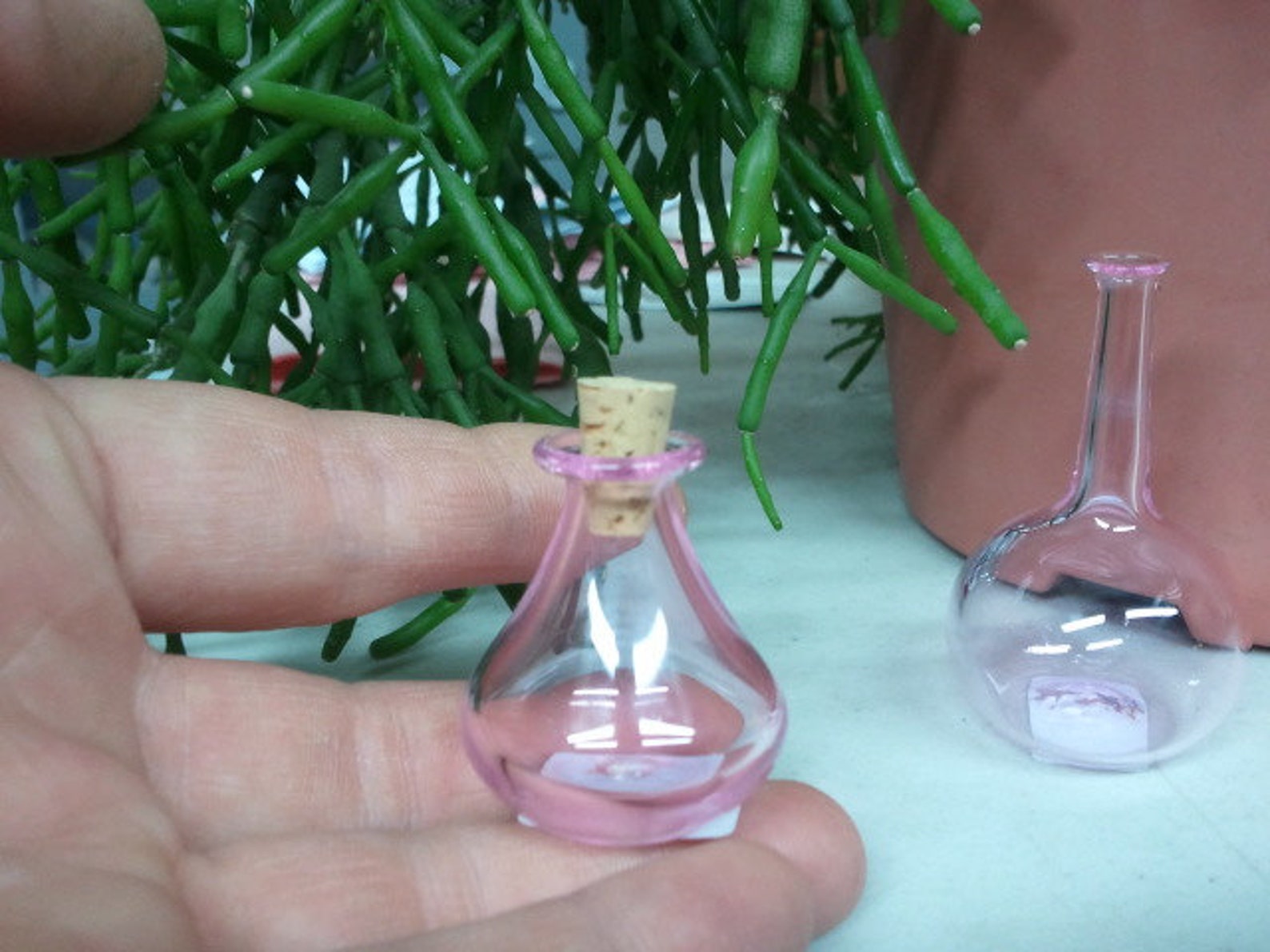 Small Pink Glass Bottle With Cork Hand Blown by Jenn Goodale Etsy