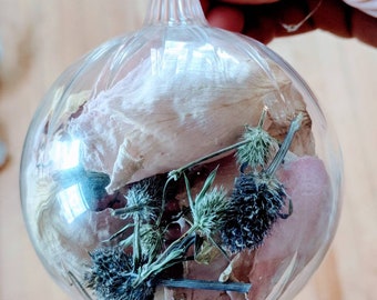 Invitation Announcement Inside Hand Blown Glass Ornament by Jenn Goodale