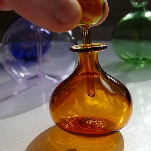 Transparent Amber Glass Perfume Bottle with Stopper Hand Blown by Jenn Goodale image 2