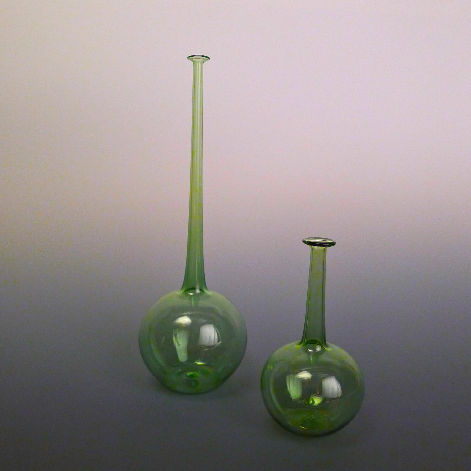Long Neck Transparent Colored Glass Vase Hand Blown by Jenn Etsy