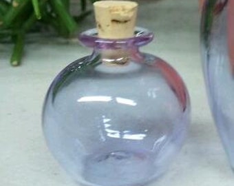 Small Purple Glass Bottle with Cork Hand Blown by Jenn Goodale