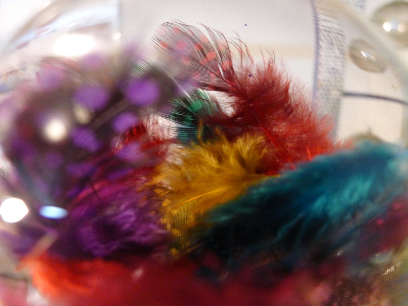 Clear Glass Ornament With Feathers Hand Blown and Sculpted Etsy