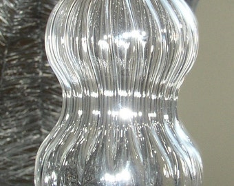 Medium Clear Ribbed Glass Ornament Hand Blown by Jenn Goodale