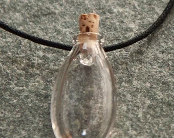 One Hand Blown Glass Bottle Pendant Hand Sculpted by Jenn Goodale