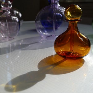 Transparent Amber Glass Perfume Bottle with Stopper Hand Blown by Jenn Goodale image 1