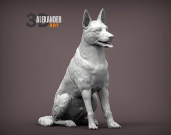 Estatueta de Pastor Belga Malinois impressa em 3D: Presente para amantes de cães, decoração para casa