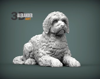Estatueta de Goldendoodle impressa em 3D: Presente para amantes de cães, decoração para casa