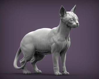 Figura de gato esfinge impresa en 3D: decoración conmemorativa para mascotas