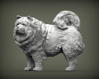 Estatueta de Chow Chow impressa em 3D: Lembrança em memória do cão