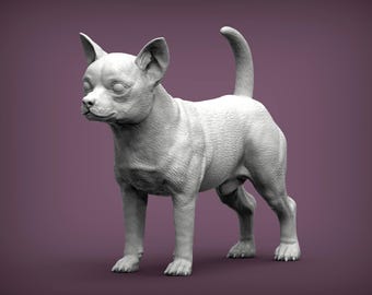 Estatueta de Chihuahua: Decoração memorial para animais de estimação impressa em 3D, estátua