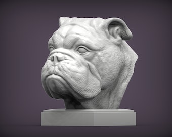 Busto de bulldog impreso en 3D: figura conmemorativa de perro