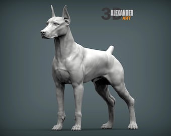 Estatueta de Doberman Pinscher impressa em 3D: Decoração para homenagem a animais de estimação
