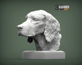 Red Setter Bust: 3D Printed Dog Statue, Pet Memorial Decor